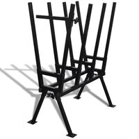 Capră din metal acoperit cu pulbere pentru tăiat lemne, negru