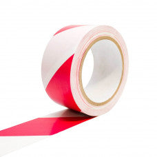 Bandă adezivă pentru marcare, 5cm x 25m, alb/roşu