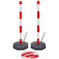 Set stâlpi semnalizare trafic cu lanț din plastic de 10 m